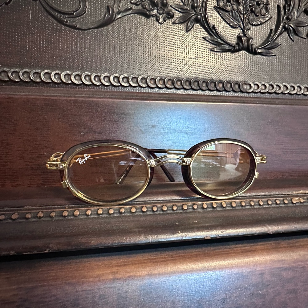 Ray Ban Oval Sunglasses Fancy Gold Trim Vintage # 5897